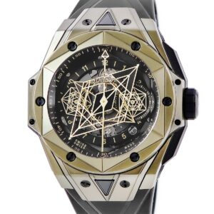 ウブロ HUBLOT ビッグバン ウニコ サンブルー II マジックゴールド 418.MX.1103.RX.MXM22 K18×チタン 限定 メンズ 腕時計自動巻き ブラック 【中古】中古美品
