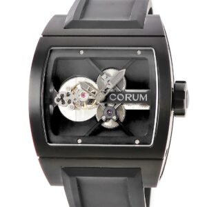 コルム CORUM ティーブリッジ トゥールビヨン B022/00936 スケルトン ブラックPVD加工 トノウ 限定 メンズ 腕時計手巻き ブラック 【中古】中古美品
