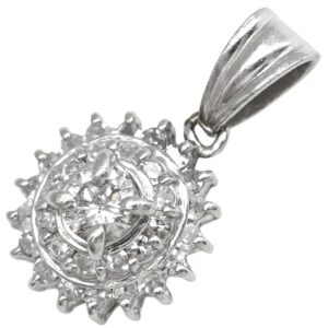 ペンダントトップ ダイヤモンド 0.3ct プラチナシルバー Pt プラチナ パヴェ ヘイローデザイン 花 フラワー 太陽モチーフ 【中古】中古品