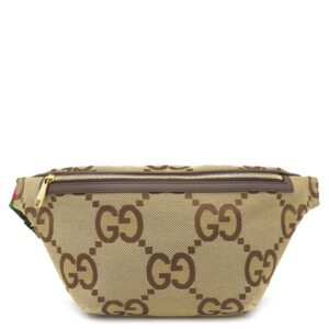 グッチ GUCCI ボディバッグ ジャンボGG ベルトバッグ レザー ジャンボGGキャンバス ベージュ×ブラウン ゴールド金具 ウエストバッグ 茶 696031 【中古】新品同様品