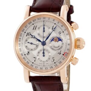 クロノスイス CHRONOSWISS ルナ クロノグラフ CH-7541LR K18RG無垢 ポインターデイト 青針 ムーンフェイズ メンズ 腕時計自動巻き シルバー 【中古】中古美品