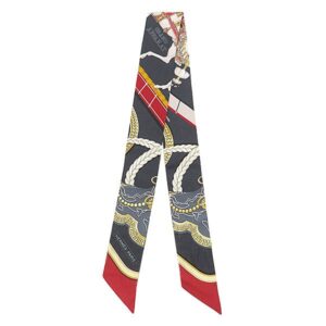 エルメス HERMES スカーフ ツイリー シルク ネイビー×レッド×マルチカラー 【GRAND APPARAT/グラン アパラ】 【箱】 【中古】中古美品