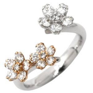 芝田悦美 ETUMI SHIBATA リング 指輪 フラワーモチーフ ダイヤリング ホワイトゴールド デザインリング 18K 750 WG PG 10号 10067475 【保証書】 【中古】中古美品