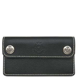 Gaboratory 長財布 バッファロー ロング ウォレット アーリーモデル レザー ブラック シルバー金具 黒 フラップ式 白ステッチ アトリエマーク 【中古】中古美品