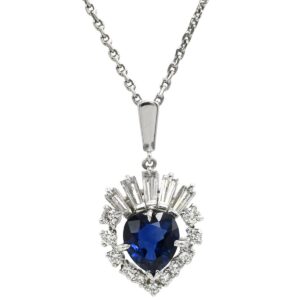 ミキモト MIKIMOTO ネックレス サファイア ダイヤ ネックレス プラチナシルバー 青 ブルーサファイア プラチナム ブリリアントカット ハートモチーフ 【中古】中古品