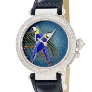 カルティエ Cartier パシャ 42 WJ124006 K18WG無垢 純正ダイヤ クロワゾネ ラウンド 限定 メンズ 腕時計自動巻き ブルー 【中古】