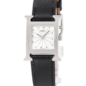 エルメス HERMES Hウォッチ PM HH1.210 シルバー アラビア スクエア H型 ギョーシェ レディース 腕時計クオーツ ホワイト 【中古】中古美品