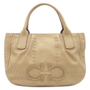 サルヴァトーレ・フェラガモ Salvatore Ferragamo 2WAYバッグ ガンチーニ レザー ベージュ ゴールド金具 トート ショルダー 【中古】中古美品