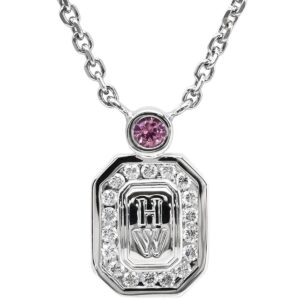 ハリーウィンストン Harry Winston ネックレス HWロゴ ペンダント ホワイトゴールド Au750 K18 ダイヤ ピンクサファイア PEPSWAC16HWL 【保証書】 【中古】新品同様品