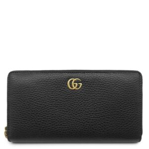 グッチ GUCCI 長財布 プチマーモント ジップアラウンドウォレット レザー ブラック ゴールド金具 黒 ラウンドファスナー ダブルG 456117 【箱】 【中古】中古美品