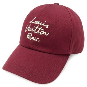 【★3％OFFクーポン】ルイヴィトン LOUIS VUITTON キャップ LV スクリプト コットン ポリエステル ボルドー ゴールド金具 M5188M WA3235 【中古】未使用保管品