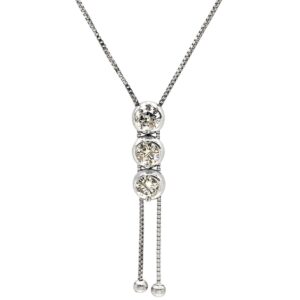 ネックレス トリロジー ダイヤモンド ホワイトゴールド Au750 18K 18金 3石 3粒 縦ライン ロング Y字 ベネチアンチェーン 【中古】中古美品