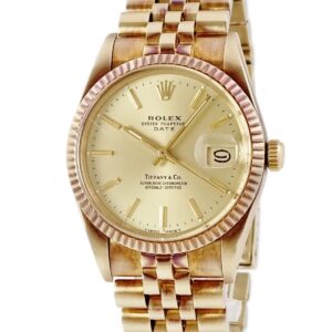 ロレックス ROLEX オイスターパーペチュアル デイト 15037 92番台 K14YG無垢 ティファニー Wネーム メンズ 腕時計自動巻き ゴールド 【中古】中古品