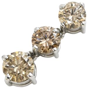 ペンダントトップ ダイヤ 3P ネックレストップ ホワイトゴールド Au750 18K 18金 WG ブラウンダイヤ 1.62ct スリーストーン 【中古】