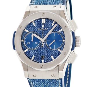 ウブロ HUBLOT クラシックフュージョン クロノグラフ ジーンズ 521.NX.2770.NR.JPN18 デニム デイト 限定 メンズ 腕時計自動巻き ブルー 【中古】