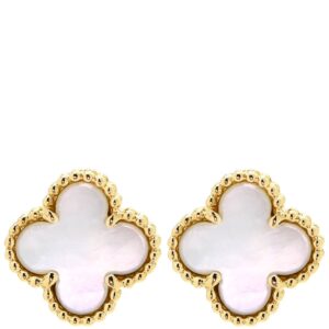 ヴァンクリーフアーペル Van Cleef & Arpels ピアス スウィート アルハンブラ イエローゴールド×ホワイト Au750 18K マザーオブパール シェル VCARA44800 【中古】