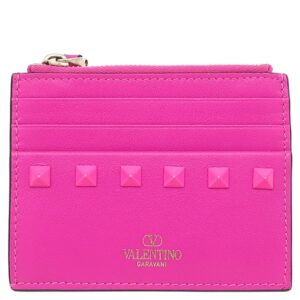 ヴァレンティノ VALENTINO カードケース ロックスタッズ カードケース レザー ピンク ゴールド金具 フラグメントケース コインケース 4W2P0T35ZKZ 【箱】 【中古】