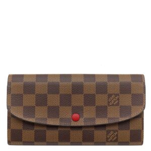 ルイヴィトン LOUIS VUITTON 長財布 ポルトフォイユ エミリー ダミエキャンバス ルージュ ゴールド金具 茶 赤 二つ折り N63544 TA1201 【箱】 【中古】