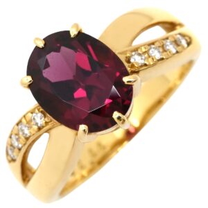 タサキ TASAKI リング 指輪 ロードライトガーネット ダイヤ ワインレッド×イエローゴールド TASAKI 赤 Au750 18K オーバル ヴィンテージ 9号 【中古】中古品