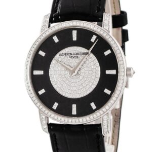 ヴァシュロン・コンスタンタン VACHERON CONSTANTIN パトリモニー トラディショナル 81579/000G-9413 K18WG無垢 純正ダイヤ メンズ 腕時計手巻き ブラック 【中古】中古美品