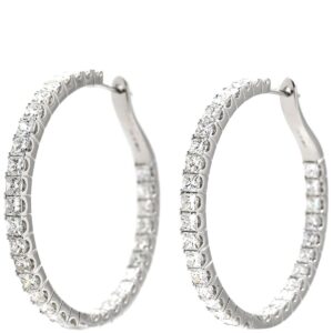 ピアス ダイヤ フープピアス ホワイトゴールド 18K Au750 WG 両耳用 インサイドアウト サークル 【中古】
