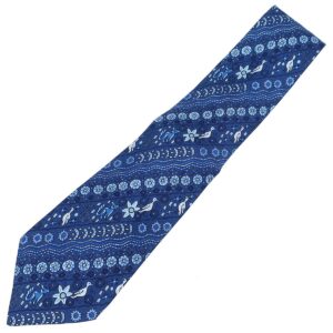 エルメス HERMES ネクタイ 総柄 9cm シルク ブルー 青 【中古】新品同様品
