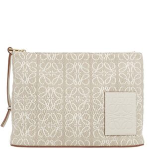 ロエベ LOEWE クラッチバッグ オブロング アナグラム ポーチ コットン エクリュ ゴールド金具 ジャガード クラッチ ポーチ C730C63X15 【保存袋】 【中古】