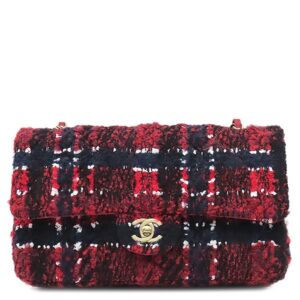 シャネル CHANEL ショルダーバッグ マトラッセ 25 ツイード レッド×ネイビー シャンパンゴールド金具 ダブルフラップ ココマーク ランダムシリアル 【箱】 【中古】新品同様品