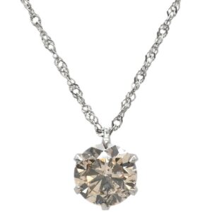 ネックレス ブラウン ダイヤモンド ブラウン×プラチナシルバー 茶 プラチナ Pt999.9 1P 1石 1粒 ソリティア スクリューチェーン 【中古】中古美品