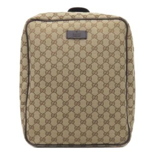 グッチ GUCCI リュック・デイパック スクエア バックパック GGキャンバス レザー ベージュ×ブラウン ゴールド金具 茶 アウトレット品 630914 【保存袋】 【中古】中古美品