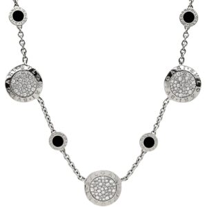 ブルガリ BVLGARI ネックレス ブルガリブルガリ パヴェダイヤ ブラック×ホワイトゴールド 7モチーフ 18K 750 18金 オニキス 黒 【中古】中古品