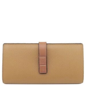 ロエベ LOEWE 二つ折り財布 バーティカル ウォレット カーフ トフィー×タン ゴールド金具 長財布 C660S40X01 【箱】 【中古】