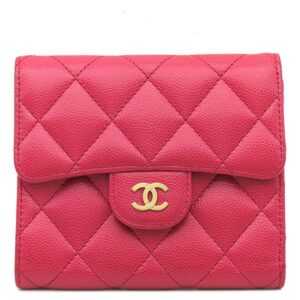 シャネル CHANEL 三つ折り財布 クラシック スモール フラップ レザー キャビアスキン ピンク ゴールド金具 ココマーク コンパクト AP0231 29****** 【箱】 【中古】