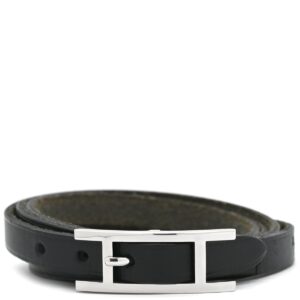 エルメス HERMES ブレスレット アピ3 レザー ロングブレスレット レザー メタル ブラック シルバー金具 黒 □R 【中古】