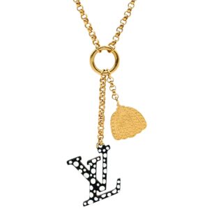 ルイヴィトン LOUIS VUITTON ネックレス LV×YK コリエLV アイコニック インフィニティドット GP 樹脂系 ブラック×ホワイト×ゴールド 白 黒 草間彌生 M01079 LE4262 【箱】 【中古】未使用保管品