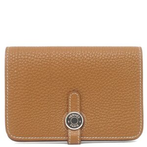 エルメス HERMES 二つ折り財布 ドゴン コンパクト トゴ ゴールド シルバー金具 コンパクトウォレット □L 【箱】 【中古】中古美品
