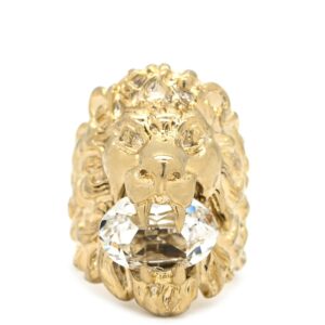 グッチ GUCCI リング 指輪 ライオンヘッド クリスタル GP クリスタル ゴールド #19 アニマルモチーフ 18号 402763 【中古】中古美品