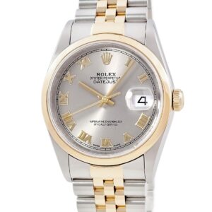 ロレックス ROLEX デイトジャスト 36 16203 Y番 K18YGxSS コンビ グレー サンレイ ローマン メンズ 腕時計自動巻き グレー 【中古】中古美品