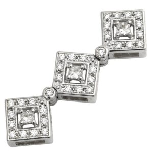 タサキ TASAKI ペンダントトップ ダイヤ 3連 ホワイトゴールド TASAKI Au750 18K WG ネックレストップ スクエア 2WAY 【中古】中古品