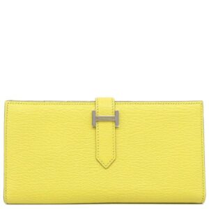 エルメス HERMES 長財布 ベアンスフレ シェーブル スフレ シルバー金具 黄色 二つ折り財布 X刻印 【箱】 【中古】