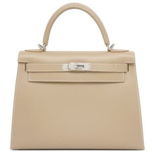 エルメス HERMES 2WAYバッグ ケリー28 外縫い ギロッシュ ボックスカーフ プシエール シルバー金具 □H刻印 【保存袋】 【中古】