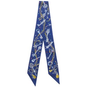 エルメス HERMES スカーフ ツイリー シルク マリン×グリスアルジョン 【LES CLES A POIS/レ クレ ア ポア】 【箱】 【中古】新品同様品