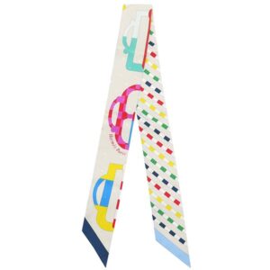 エルメス HERMES スカーフ ツイリー シルク クレ×ブルー×ルージュ 【BOUCLERIE MODERNE/モダンなバックル】 【中古】中古品