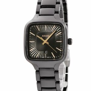 ラドー RADO トゥルー スクエア R27080172 未使用 デイト ハイテクセラミックス レディース 腕時計クオーツ ブラック 【中古】