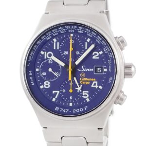 ジン SINN ルフトハンザ カーゴ コラボ 144-747.CARGO ボーイング747 ブルー ドイツ時計 限定 メンズ 腕時計自動巻き ブルー 【中古】中古品