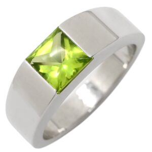 カルティエ Cartier リング 指輪 タンクリング ペリドット グリーン×ホワイトゴールド #50(JP10) 緑 750 18金 18K WG 10号 【中古】中古品