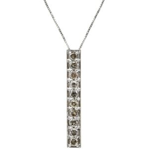 ネックレス ダイヤペンダント ホワイトゴールド 10P 一文字 【中古】