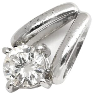 ペンダントトップ ダイヤ 0.27ct プラチナシルバー 1P 1粒 1石 ブリリアントカット ネックレストップ Pt900 プラチナ V字 【中古】