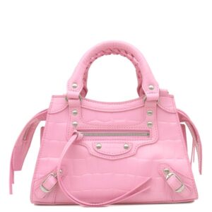 バレンシアガ BALENCIAGA 2WAYバッグ ネオ クラシックシティ ミニ レザー ピンク シルバー金具 クロコ型押し ハンドバッグ ショルダーバッグ 638524 【保存袋】 【中古】未使用保管品
