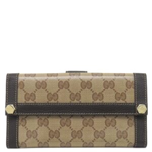 グッチ GUCCI 長財布 GGクリスタル Wホック ロングウォレット PVCコーティングキャンバス GGクリスタル ベージュ×ブラウン シャンパンゴールド金具 PVC 231839 【箱】 【中古】新品同様品